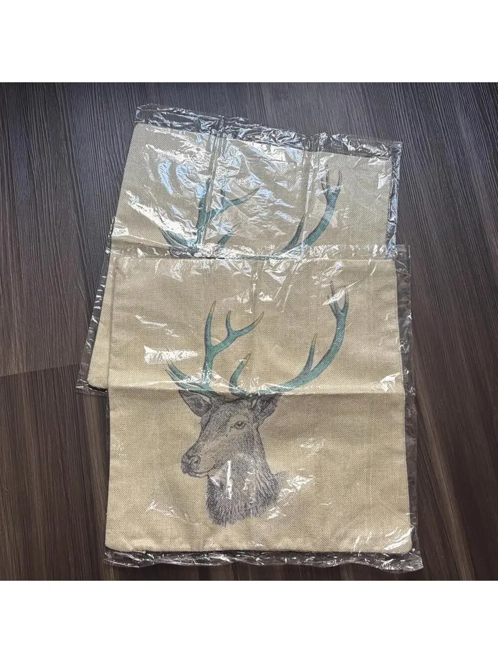 Throw Pillow Covers Deer Buck Cabin Decor Teal Antlers 15x15 Zip Closure X2